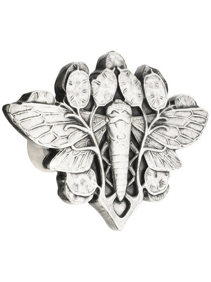Cicada Cabinet Knob - 2 inch x 1 1/4 inch in Brite Nickel.